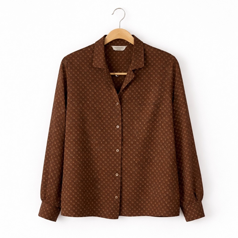ALICE STUART | Vintage Single Stitch Brown Patterned Button-Up Shirt